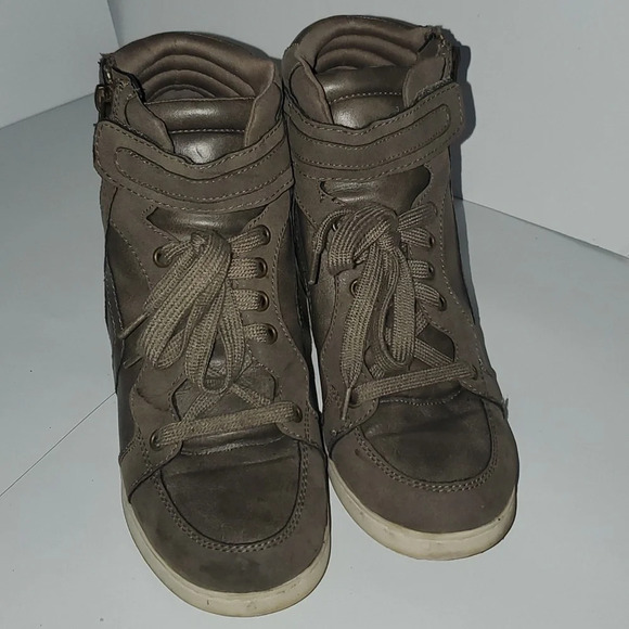 Candie's Shoes - CANDIES Womens BOOTS Booties SIZE 9.5 M Brown Leather Suede Wedge Ankle